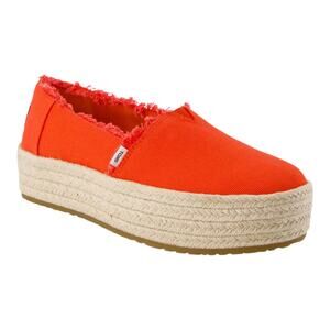 TOMS Women's Valencia Platform Espadrille Canvas Casual Shoes Red Size 7 1/2